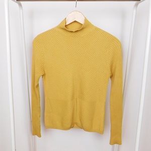 Etcetera Mustard Yellow Mockneck Knit Turtleneck